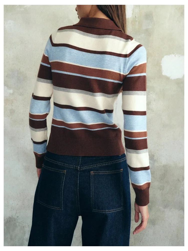 MAKEMECHIC Striped Color Block Button Down Cardigan, view 2