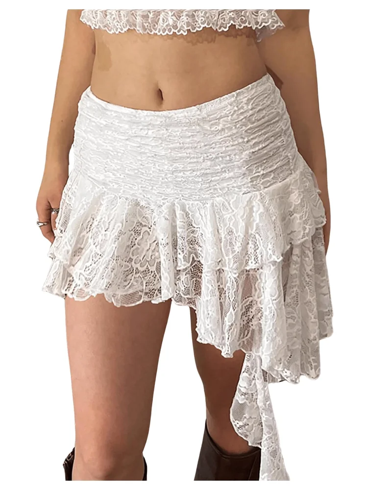 MAKEMECHIC Lace Low Rise Ruffle Shorts