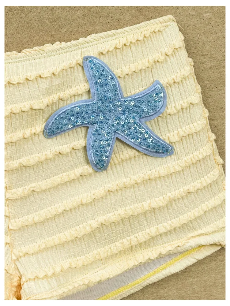MAKEMECHIC Sequin Starfish Tie Back Shorts, view 2