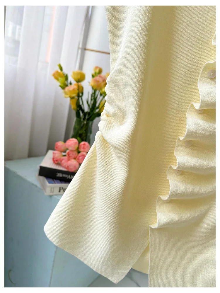 MAKEMECHIC Short Sleeve Mock Neck Knit Cardigan, view 3