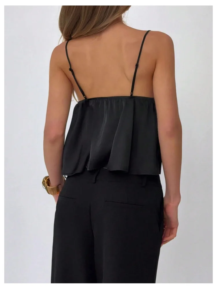 MAKEMECHIC Satin Lace Silk Top, view 2
