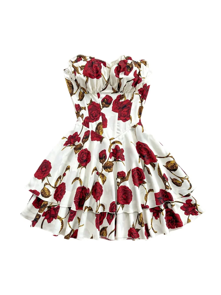 MAKEMECHIC Floral Tube Strapless Dress